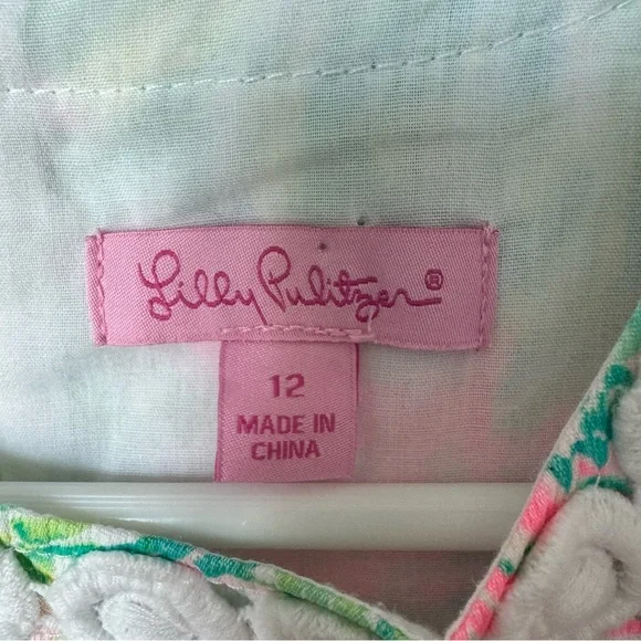 Lilly Pulitzer Mini Mila Shift Dress in Seasalt Blue on Parade Girls’ Size 12 - Picture 3 of 13